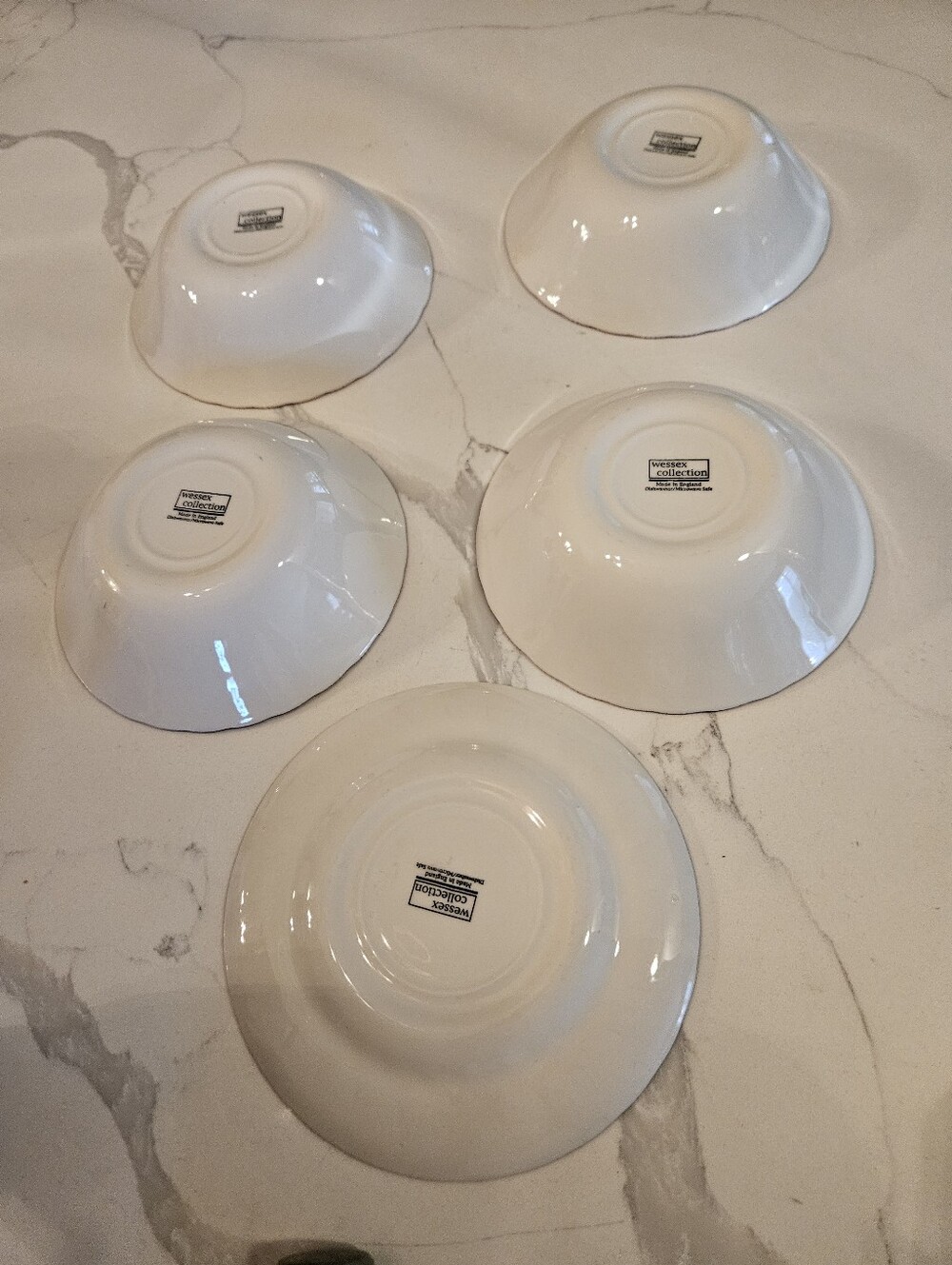 Churchill Willow Rosa Pink Dessert Bowls and Bread Plate - Picture 3 of 3
